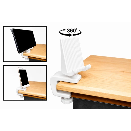 360° Rotating Desk Clamp Phone & Tablet Holder, Adjustable Table Mount Stand up to 50mm Thickness, Space-Saving Smartphone and Tablet Stand for Office, Study and Video Calls 360° Rotating Desk Clamp Phone & Tablet Holder, Adjustable Table Mount Stand up to 50mm Thickness, Space-Saving Smartphone and Tablet Stand for Office, Study and Video Calls