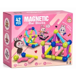 42 PCS Magnetic Building Blocks for Kids - Educational Magnetic Bar and Ball Construction Set - STEM Learning Toy for Creative Building, Ages 3+