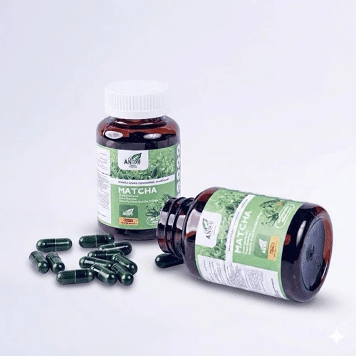 Organic Matcha Capsules 60 Count Pure Green Tea Extract Natural Dietary Supplement for Energy Focus and Daily Vitality Rich in Antioxidants Supports Wellness Mental Clarity and Healthy Active Lifestyle Easy Use Formula - Andi terra