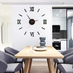 Large DIY 3D Wall Clock with elegant and modern design, adjustable size from 60–120 cm Easy self-installation without a technician, silent movement with no noise, perfect for living rooms, bedrooms, and offices