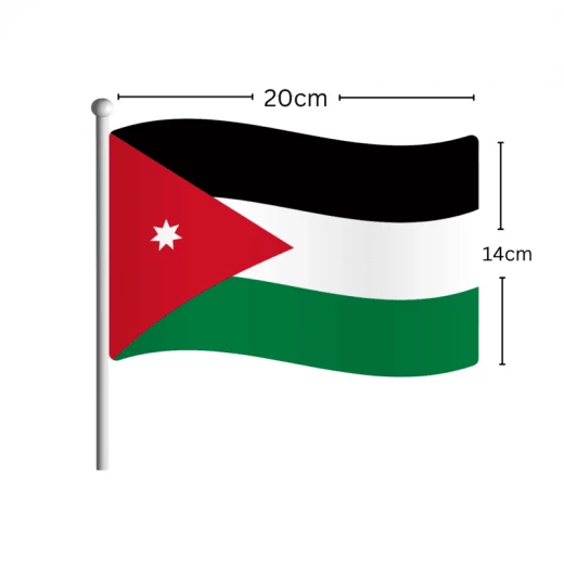 Large Jordan Flag with Stick 14×20 cm | Al Nashama World Cup Support Banner – High-Quality Design for Matches, National Events, and Celebrations Large Jordan Flag with Stick 14×20 cm | Al Nashama World Cup Support Banner – High-Quality Design for Matches, National Events, and Celebrations