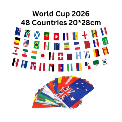 حبل زينة أعلام الدول المشاركة في كأس العالم ٢٠٢٦ بحجم كبير وبطول ثمانية عشر متراً حبل زينة أعلام الدول المشاركة في كأس العالم ٢٠٢٦ بحجم كبير وبطول ثمانية عشر متراً