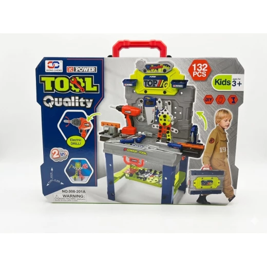 SeaLand Toys, Kids Tool Set – 132 Pieces with Battery-Powered Drill - Sealand toys - Image 2