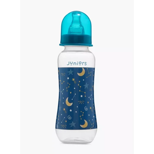 Juniors Feeding Bottles Saver Pack - 3 Pieces, 250ml / 8oz Blue Space Design with Soft Silicone Teat and Anti-Colic Valve - Juniors - Image 2