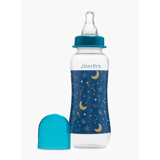 Juniors Feeding Bottles Saver Pack - 3 Pieces, 250ml / 8oz Blue Space Design with Soft Silicone Teat and Anti-Colic Valve - Juniors - Image 3