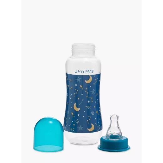 Juniors Feeding Bottles Saver Pack - 3 Pieces, 250ml / 8oz Blue Space Design with Soft Silicone Teat and Anti-Colic Valve - Juniors - Image 5