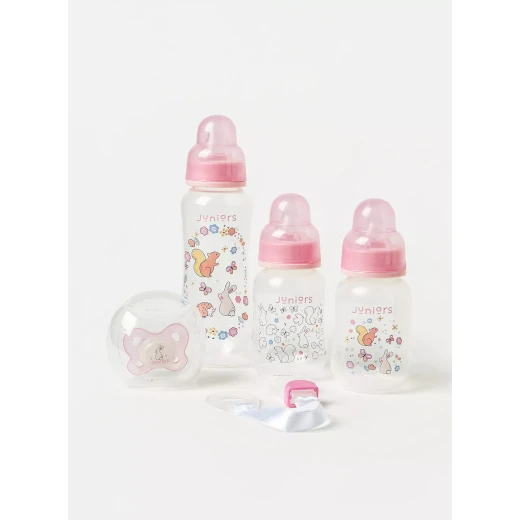 Juniors 5-Piece Newborn Feeding Starter Gift Set | Baby Feeding Set for Newborns & Infants | BPA-Free Baby Bottles & Feeding Essentials | Soft Silicone Teat & Dual Anti-Colic Valve - Juniors - Image 2
