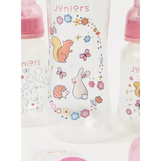Juniors 5-Piece Newborn Feeding Starter Gift Set | Baby Feeding Set for Newborns & Infants | BPA-Free Baby Bottles & Feeding Essentials | Soft Silicone Teat & Dual Anti-Colic Valve - Juniors - Image 4
