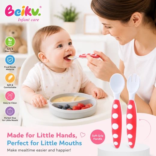 Smart Baby Spoons and Forks Feeding Set, Blue Color - Smart Baby - Image 2