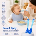 Smart Baby Spoons and Forks Feeding Set, Blue Color - Smart Baby