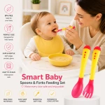 Smart Baby Spoons and Forks Feeding Set, Yellow Color - Smart Baby