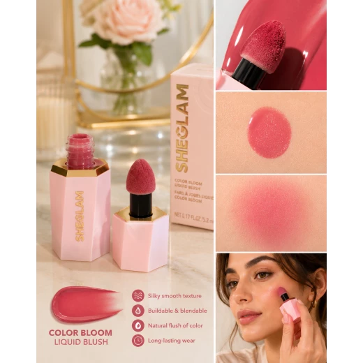 SHEGLAM Color Bloom Liquid Blush Matte Finish Love Cake (392) Long-Wearing Vegan Formula - SHEGLAM - Image 7