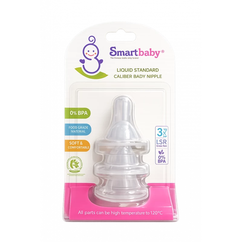 Smartbaby Silicone Baby Bottle Nipples (3-Pack) – BPA-Free Food-Grade LSR Replacement Bottle Teats for Babies - Smart Baby