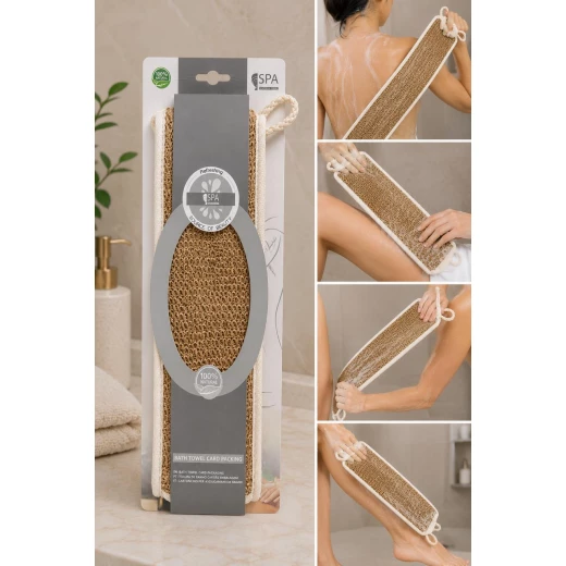 Exfoliating Loofah Bath Towel – Long Back Scrubber Shower Loofah for Deep Cleansing & Body Exfoliation | Bath Scrub Strap for Men & Women - Spa - Image 3
