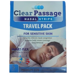 Nasal Strips for Congestion Relief and Snoring Reduction, Medium Size Flexible Strips for Sensitive Skin, Instantly Improves Airflow and Breathing, Ideal for Sleep and Sports, 5-Count Travel Pack