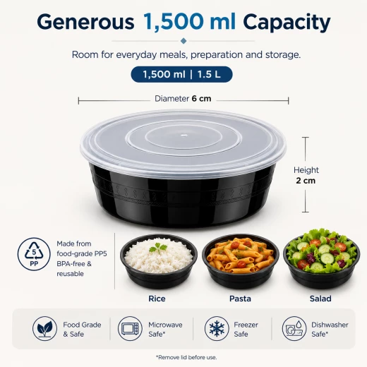 Everyday FreshServe 1.5L Airtight Food Storage Container with Clear Lid – Available in 1.5L, 2.5L and 4.5L Sizes - A B C - Image 4