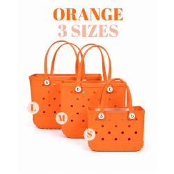 Bogebags Large Orange Beach Tote Bag Waterproof Sand Resistant Flexible Durable Travel Carryall for Beach Trips Shopping Camping Pool Daily Use Spacious Stylish Summer Bag for Women