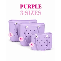 Bogebags Large Purple Beach Tote Bag Waterproof Sand Resistant Flexible Durable Travel Carryall for Beach Trips Shopping Camping Pool Daily Use Spacious Stylish Summer Bag for Women and Families