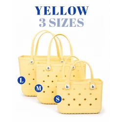 Bogebags Medium Yellow Beach Tote Bag Waterproof Sand Resistant Flexible Durable Carryall for Travel Shopping Pool Beach Trips Daily Use Stylish Spacious Summer Tote for Women