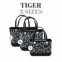 Bogebags Small Tiger Print Beach Tote Bag Waterproof Sand Resistant Flexible Durable Lightweight Carryall for Daily Use Shopping Travel Pool Beach Trips Stylish Summer Tote