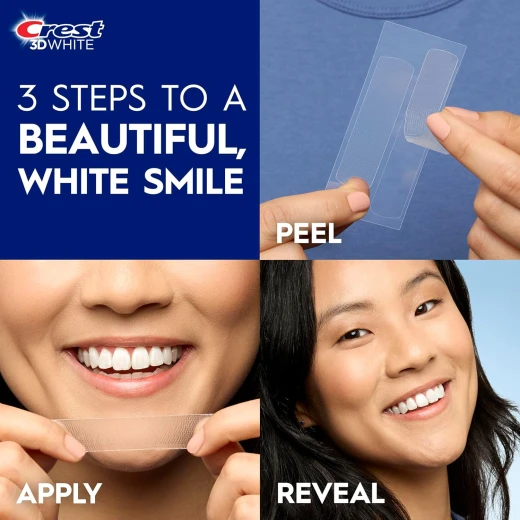 Crest 3D Whitestrips Dental Whitening Treatment, 1 Upper and 1 Lower Strip, 45-Minute At-Home Teeth Whitening, Helps Lift Surface Stains and Brighten Your Smile, Easy Single-Use Whitening Strips for Adults - Crest - Image 2