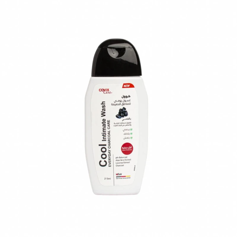 C-ool Everyday Charcoal Care Intimate Wash with Charcoal, Aloe Vera and Licorice Extract, pH-Balanced Daily Cleansing Formula, 215 ml - Covix