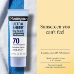 Neutrogena Ultra Sheer Dry-Touch Sunscreen Broad Spectrum SPF 70, High UVA/UVB Sun Protection with Antioxidant Vitamin E, Lightweight Feel, Water Resistant for 80 Minutes, Oxybenzone & PABA Free, 88 ml - Neutrogena