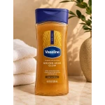 Vaseline Golden Hour Glow Gel Oil – Shimmering Body Oil with 100% Pure Cocoa Butter & Vanilla Cocoa Scent – 200 ml - Vaseline