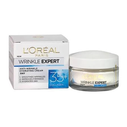 A daily anti-wrinkle moisturising cream from L’Oréal Paris, specially designed for skin aged 35+. It helps smooth the appearance of wrinkles, improve the look of firmness, and provide up to 24-hour hydration. - L'Oreal Paris