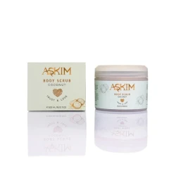 ASKIM Body Scrub Coconut – 500 ml A coconut body scrub that helps exfoliate dead skin cells and leave the skin feeling smoother and refreshed