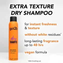got2b Extra Texture Dry Shampoo – Instant Freshness & Added Texture with Grapefruit & Amber Scent – No Visible White Residue – Vegan Formula