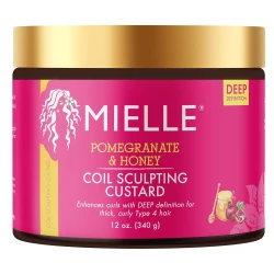 Mielle Pomegranate & Honey Coil Sculpting Custard for Thick Curly Type 4 Hair, Deep Curl Definition, Moisture and Frizz Control, 12 oz (340 g)