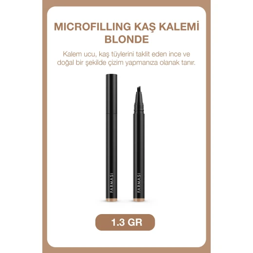 Farmasi Microfilling Brow Pen – Blonde – 1.3 g A precision multi-tip brow pen designed to create fine, hair-like strokes for naturally fuller-looking brows - PHARMACERIS - Image 2