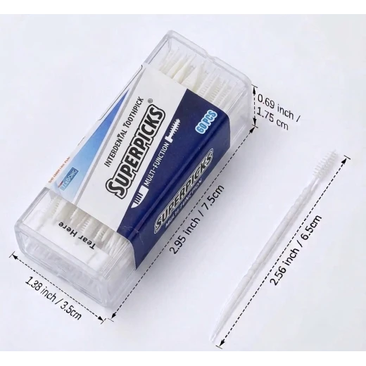 SUPERPICKS Brush picks Interdental Toothpicks, Soft Bristle Dental Floss Picks Toothpicks, Helps Removes Plaque and Debris Between Your Teeth SUPERPICKS Brush picks Interdental Toothpicks, Soft Bristle Dental Floss Picks Toothpicks, Helps Removes Plaque and Debris Between Your Teeth