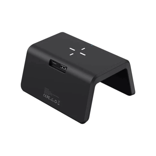 HAVIT W320 6-in-1 Wireless Charging Station – Black charging, digital alarm clock, RGB ambient light, and USB charging port in a compact design. - Havit - Image 2