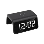 HAVIT W320 6-in-1 Wireless Charging Station – Black charging, digital alarm clock, RGB ambient light, and USB charging port in a compact design. - Havit