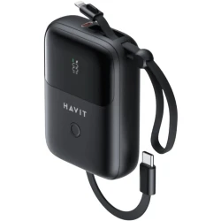 HAVIT PB5215 10,000mAh Power Bank – Built-in Type-C & Lightning Cables | LED Indicator
