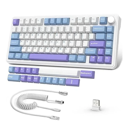 Attack Shark X85 75% Wireless Keyboard – Bluetooth, Gasket Mount, White Purple Jade Switch Arabic and English Layout - ATTACK SHARK - Image 2