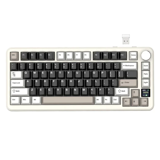 Attack Shark X85 Pro is a budget-friendly, 75% tri-mode mechanical gaming keyboard featuring a gasket-mount design, a built-in 0.85-inch TFT smart color display, and a CNC control