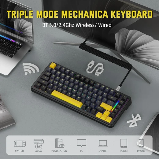 Attack Shark M86 Tri-mode Gasket Mechanical Keyboard Moonlight Night Blueberry Switch Arabic and English Layout - ATTACK SHARK - Image 4