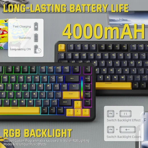 Attack Shark M86 Tri-mode Gasket Mechanical Keyboard Moonlight Night Blueberry Switch Arabic and English Layout - ATTACK SHARK - Image 5