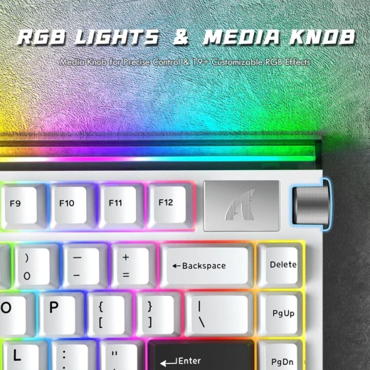 Attack Shark R85 HE Wired 75% Hall Effect Rapid Trigger Mechanical RGB Gaming Keyboard with 8K Polling,0.05mm RT Accuracy,0.08MS Latency,Magnetic Switch,5 Layer Sound Damped,Driver for PC(Star White) Arabic and English Layout - ATTACK SHARK - Image 2