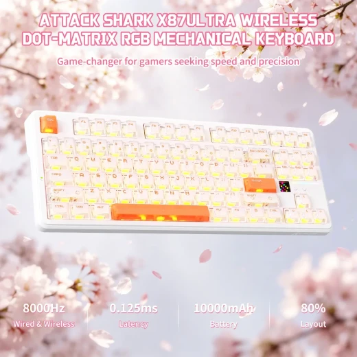 Attack Shark X87 Ultra is an upgraded 80% TKL (Tenkeyless) mechanical keyboard  Only English Layout - ATTACK SHARK - Image 2