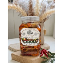 Traditional Authentic Eggplant Makdous Stuffed with Walnuts and Red Pepper Preserved in Natural Oil - Premium Cured Stuffed Eggplant Jar for Mediterranean Mezze and Breakfast