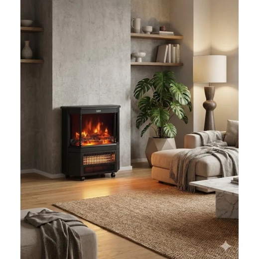LEXA Electric Fireplace Heater with Realistic Flame Effect, Fast Room Heating, Elegant Decorative Design for Living Room, Bedroom & Office Winter Warmth - Lexa - Image 2
