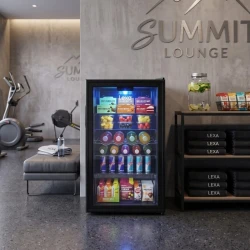 LEXA Glass Door Display Refrigerator with Interior Lighting, Adjustable Shelves, Commercial Beverage & Food Cooler for Shops, Cafes & Restaurants