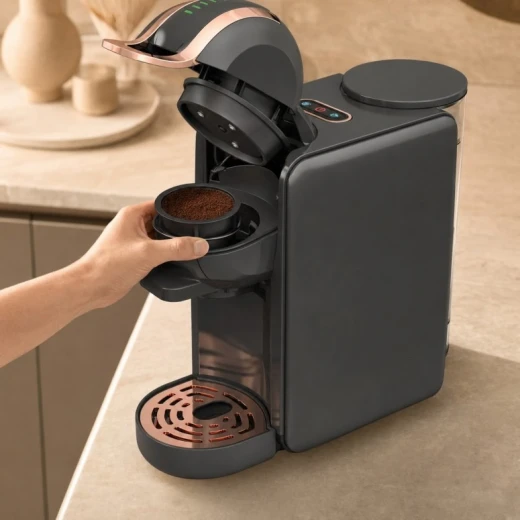 LEXA Multi-Capsule Espresso Coffee Machine, 19-Bar Pressure Pump, 1450W Power, Compatible with Coffee Capsules, Ground Coffee and Pods, Prepares Espresso, Latte and Cappuccino, 0.6L Removable Water Tank, Energy-Saving System - Lexa - Image 2