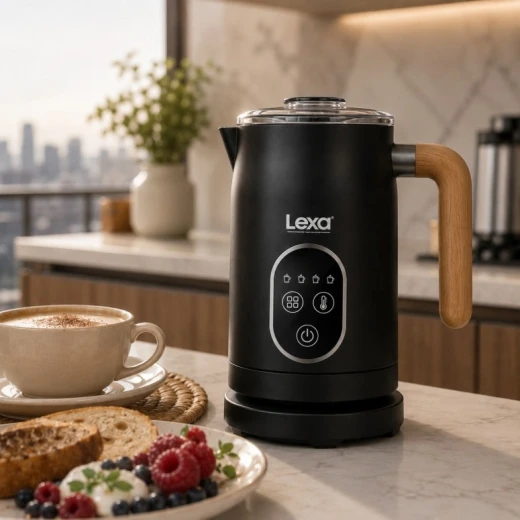 LEXA Electric Milk Frother, Creamy Thick Foam for Cappuccino, Latte & Frappe, Easy to Use & Clean, Barista-Style Drinks at Home or Office LEXA Electric Milk Frother, Creamy Thick Foam for Cappuccino, Latte & Frappe, Easy to Use & Clean, Barista-Style Drinks at Home or Office