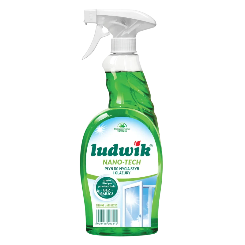 Ludwik Nano-Tech Glass & Tile Cleaner Spray, Streak-Free Shine, Green Apple Scent - Ludwik