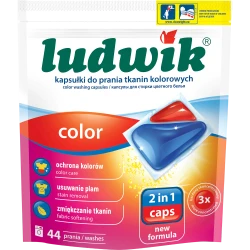 Ludwik Colour 2-in-1 Laundry Gel Capsules for Coloured Fabrics, Colour Care, Stain Removal & Fabric Softening, 44 Washes